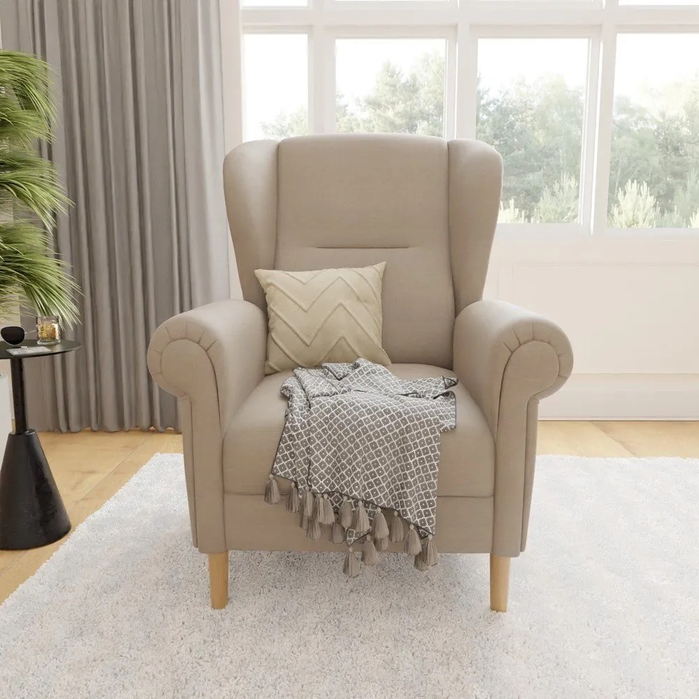 Jasnobrązowy fotel typu uszak Swan – Ropez