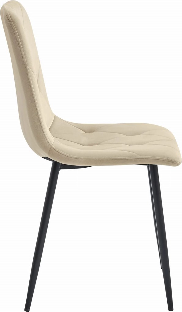 PROMOCJA Jasnobeżowe aksamitne krzesło do jadalni LIBRA z czarnymi nogami II jakość