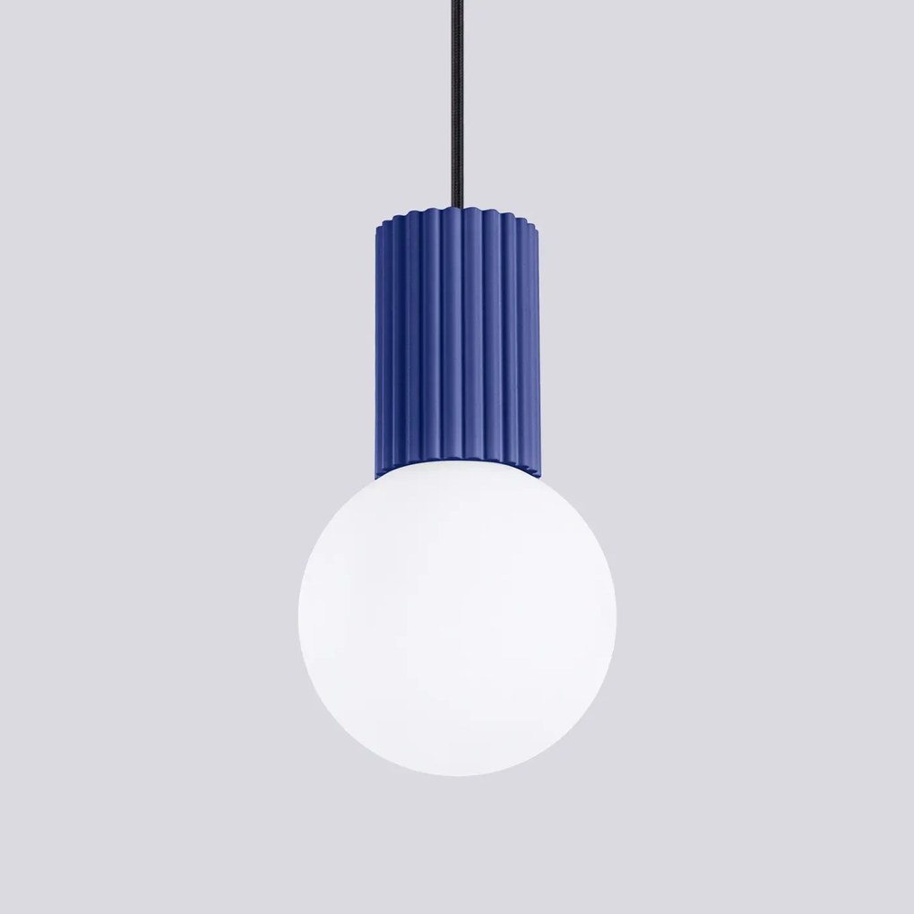 Lampa wisząca HALO 1 ultramaryna ryflowana SOLLUX LIGHTING