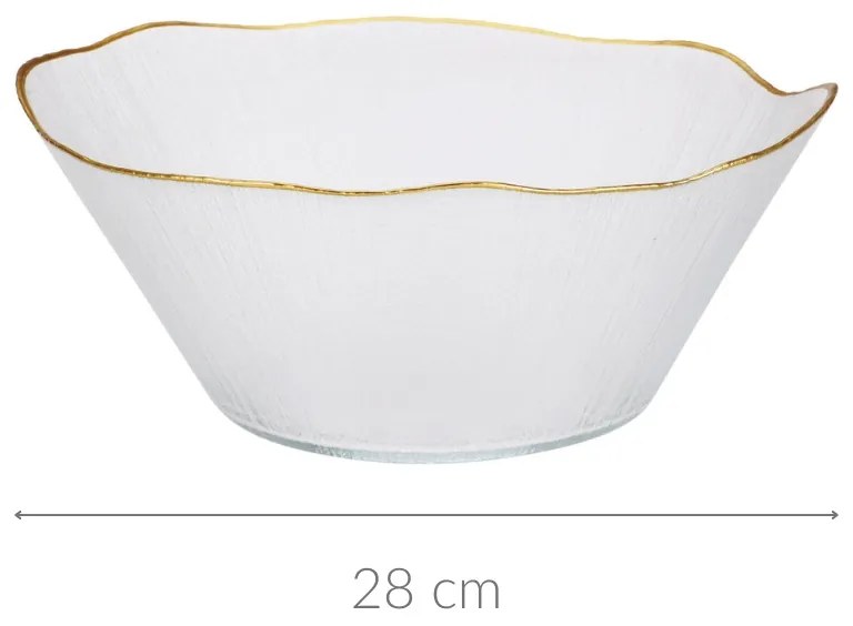 Szklana miska ze złotą obwódką DATURA, 28 cm
