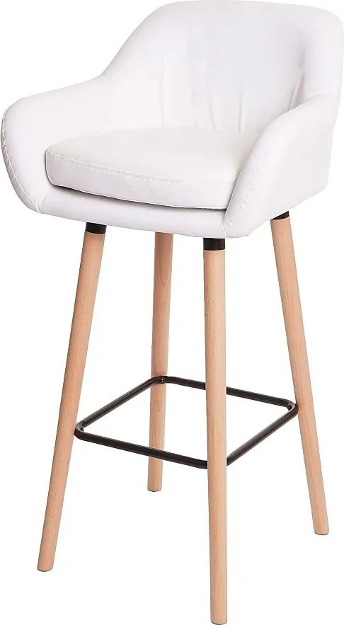 Stołek barowy Vaasa T381,  imitacja skóry, biały