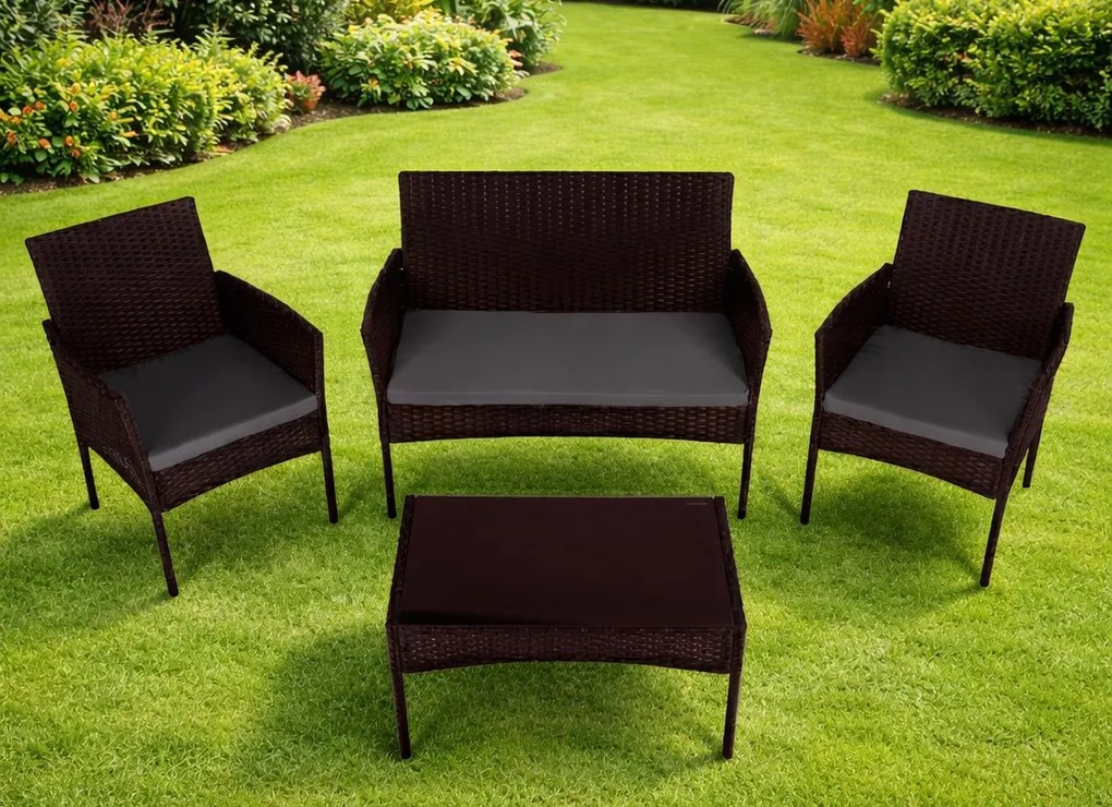 Zestaw mebli ogrodowych dla 4 osób Riviera 424, technorattan brązowy