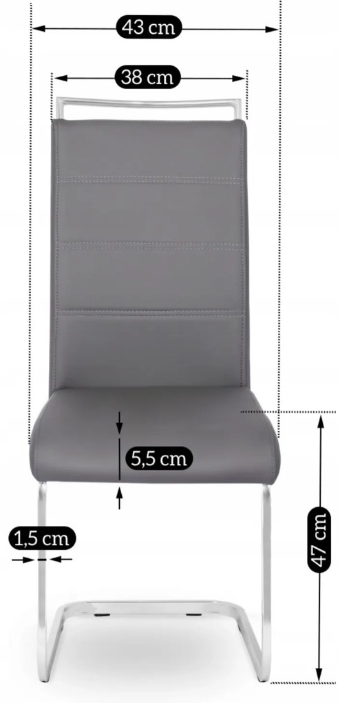 Krzesło Tapicerowane do Jadalni LOCA Szare Na Płozach Ekoskóra Nowoczesne
