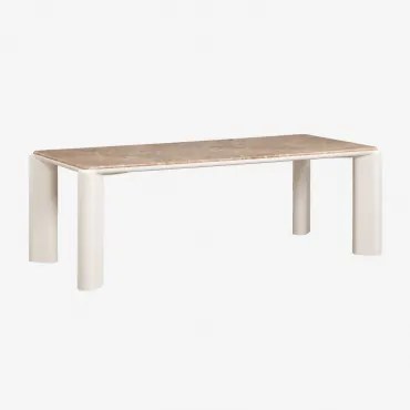 Stół Jadalniany Prostokątny 220x100 Cm Z Mdf I Marmuru Zanzibar Beżowy Marmur Emperador - Sklum