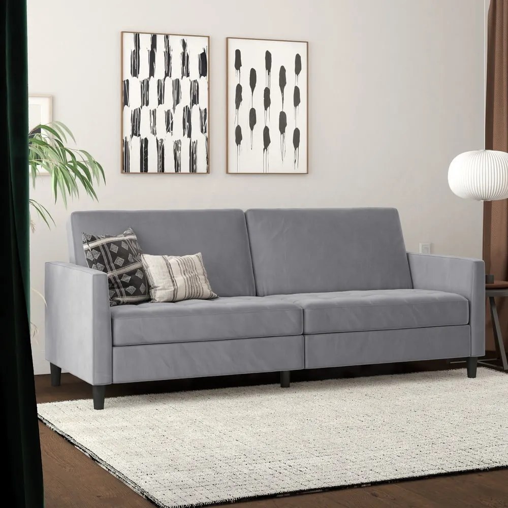 Jasnoszara aksamitna sofa 207 cm Presley – Støraa