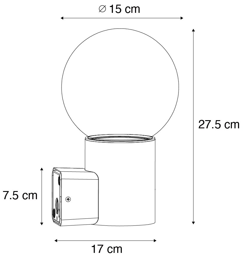 Zewnetrzna Kinkiet / Lampa scienna zewnętrzny czarny z opalowym szkłem IP44 - Huma Nowoczesny Oswietlenie zewnetrzne