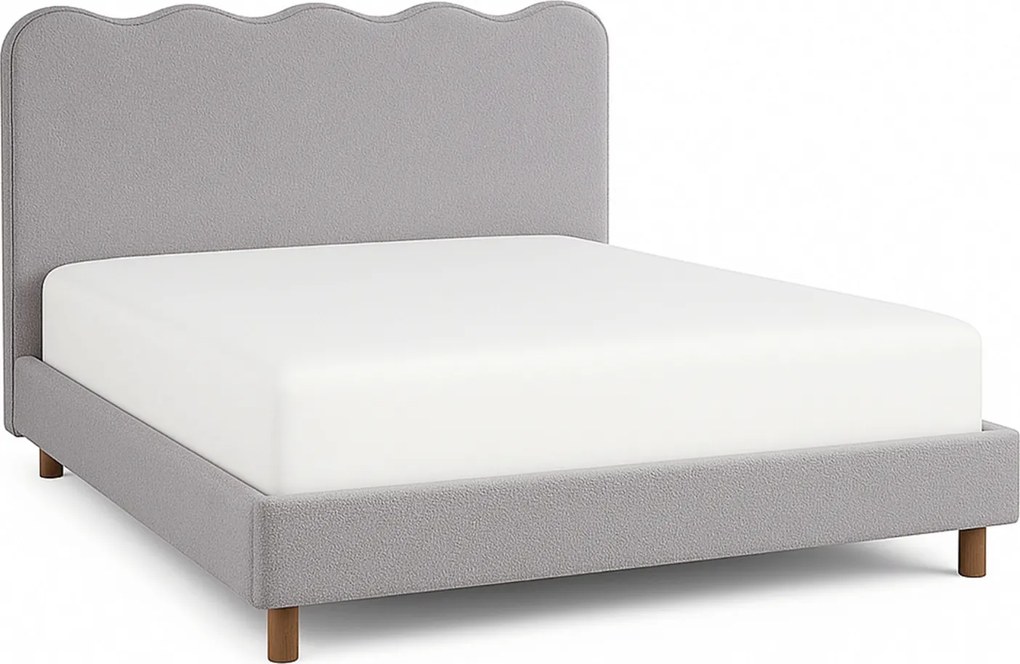Łóżko Tapicerowane 160x200 cm IZMIR ze Stelażem Dwuosobowe Boucle Szare