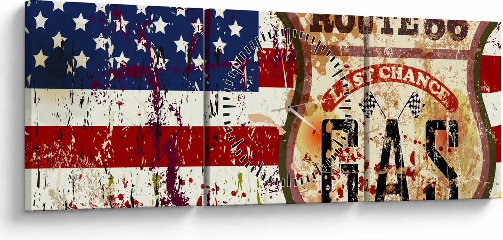 Obraz - Vintage flaga (z zegarem) (90x30 cm)