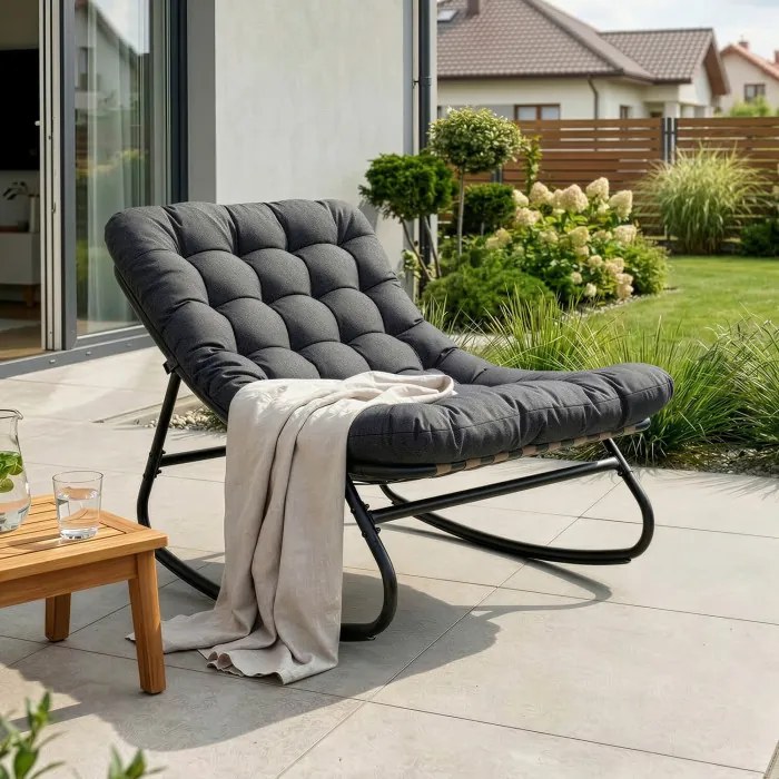 Fotel Bujany Ogrodowy AURORA na Płozach Szary Nowoczesny
