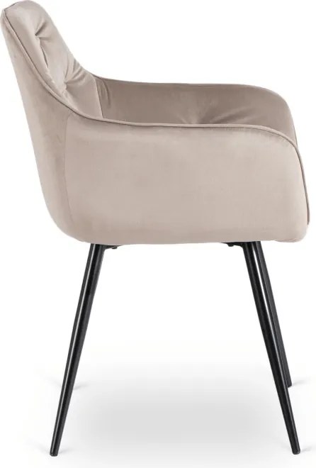 Krzesło Tapicerowane do Salonu MODESTO Beżowe Welurowe Nowoczesne Loft