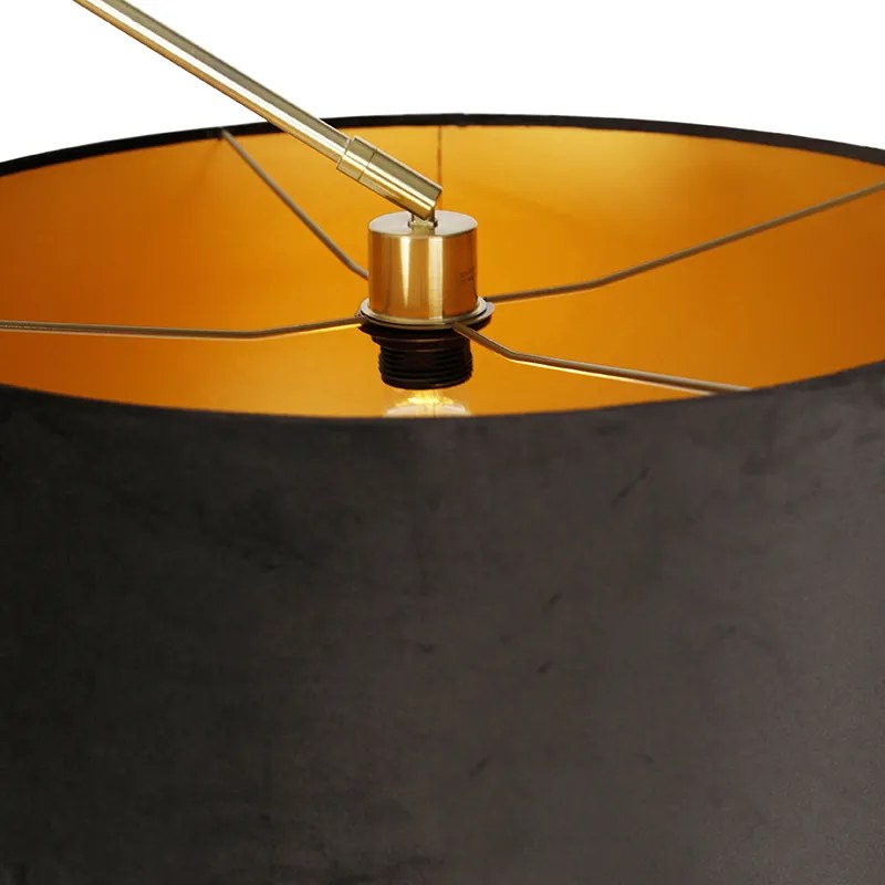 Nowoczesna lampa podłogowa ze złotym aksamitnym abażurem, czarna, 50 cm - Editor Nowoczesny Oswietlenie wewnetrzne
