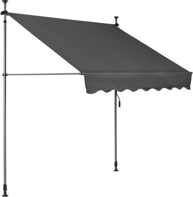 Markiza przeciwsłoneczna regulowana AW-016 na taras, balkon, szara, 200x120 cm