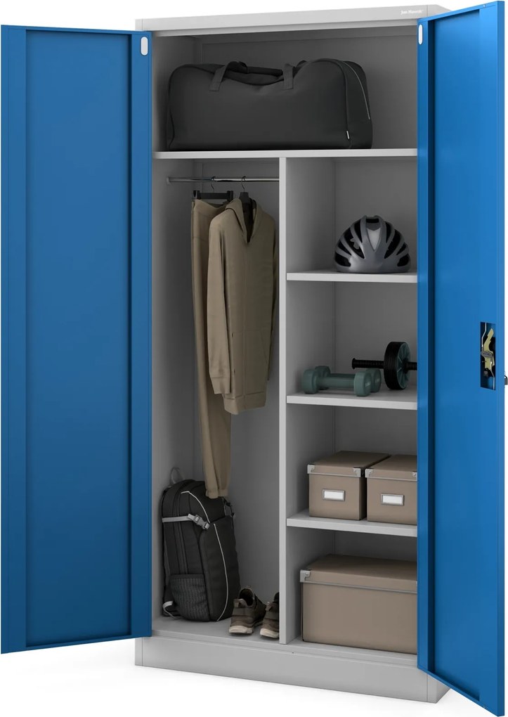 Socjalna szafa ubraniowa Dawid 90x45x185 cm, szary/niebieski