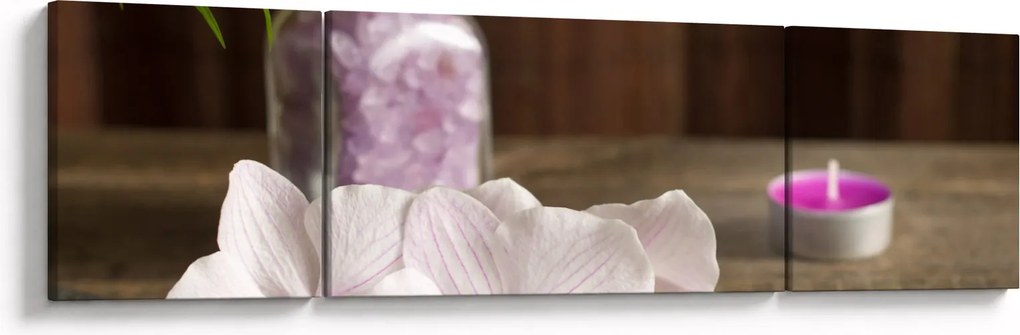 Obraz - Świeca i orchidee (170x50 cm)
