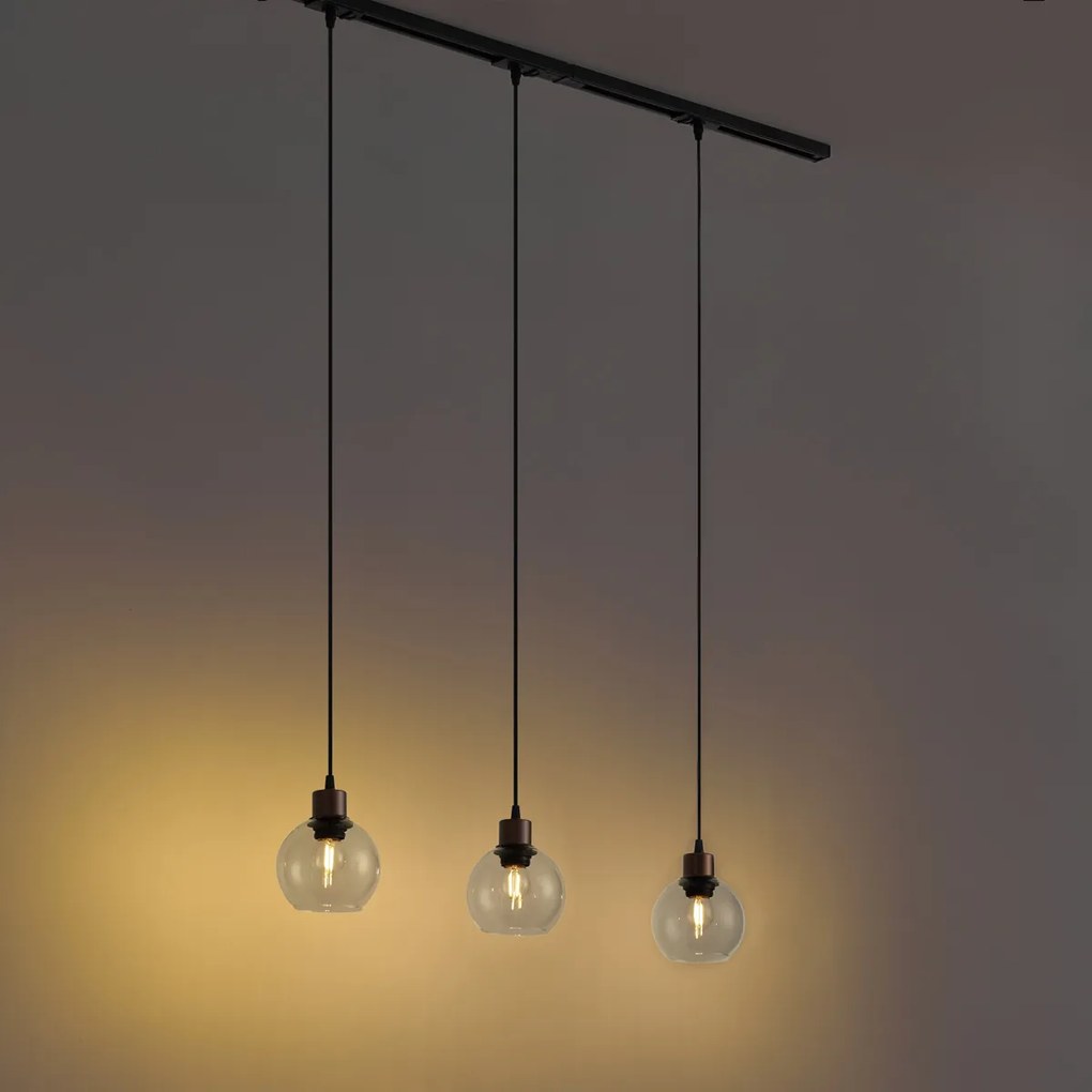 Nowoczesny system szynowy czarny z 3 lampami wiszącymi brązowymi 1-fazowy - Iconic Lava
