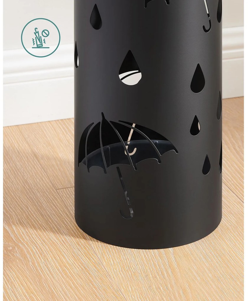 Metalowy stojak na parasole ANABEL, 17x41 cm, czarna SongmicsHome