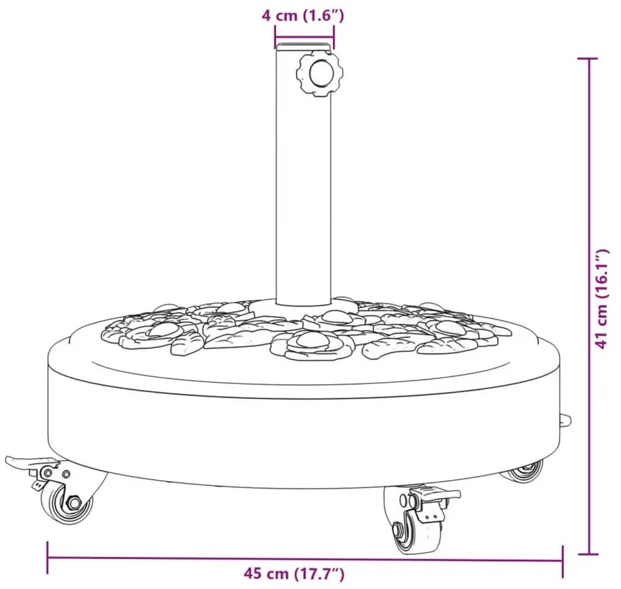 Zdobiona podstawa na kółkach pod parasol ogrodowy - Givero 5X