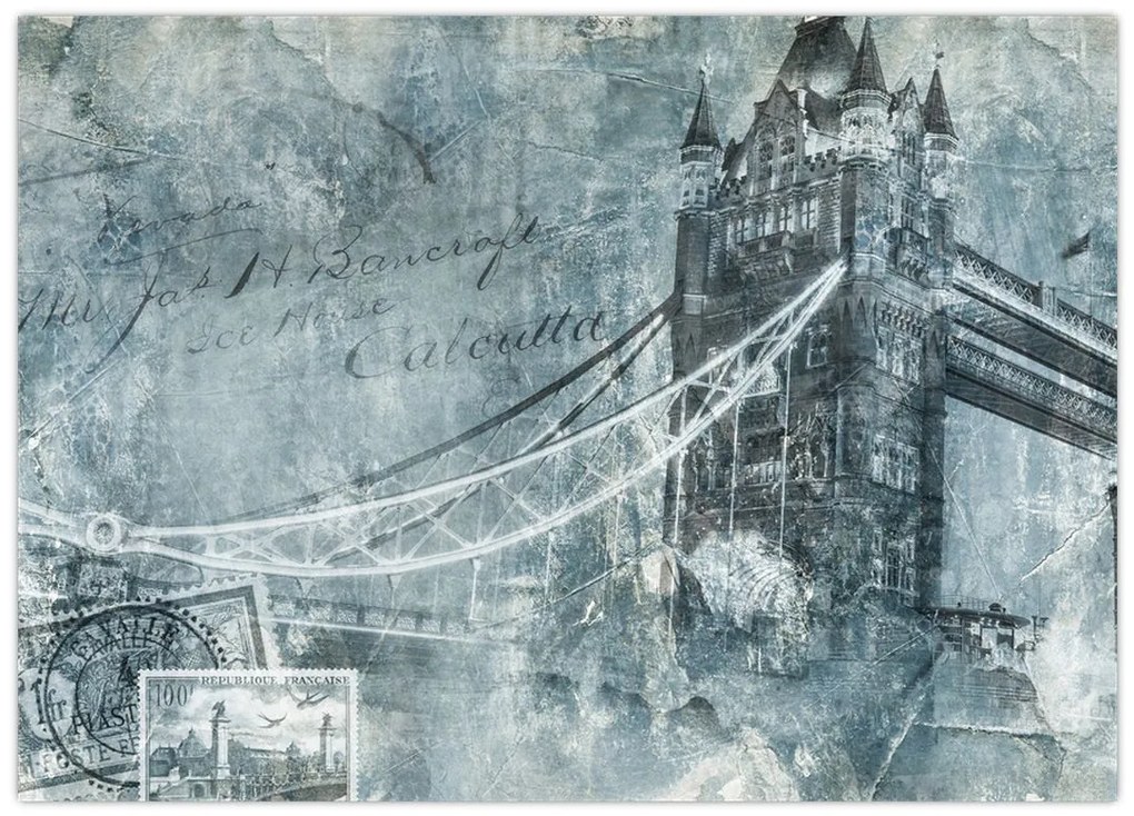 Obraz - Tower Bridge w chłodnych odcieniach (70x50 cm)