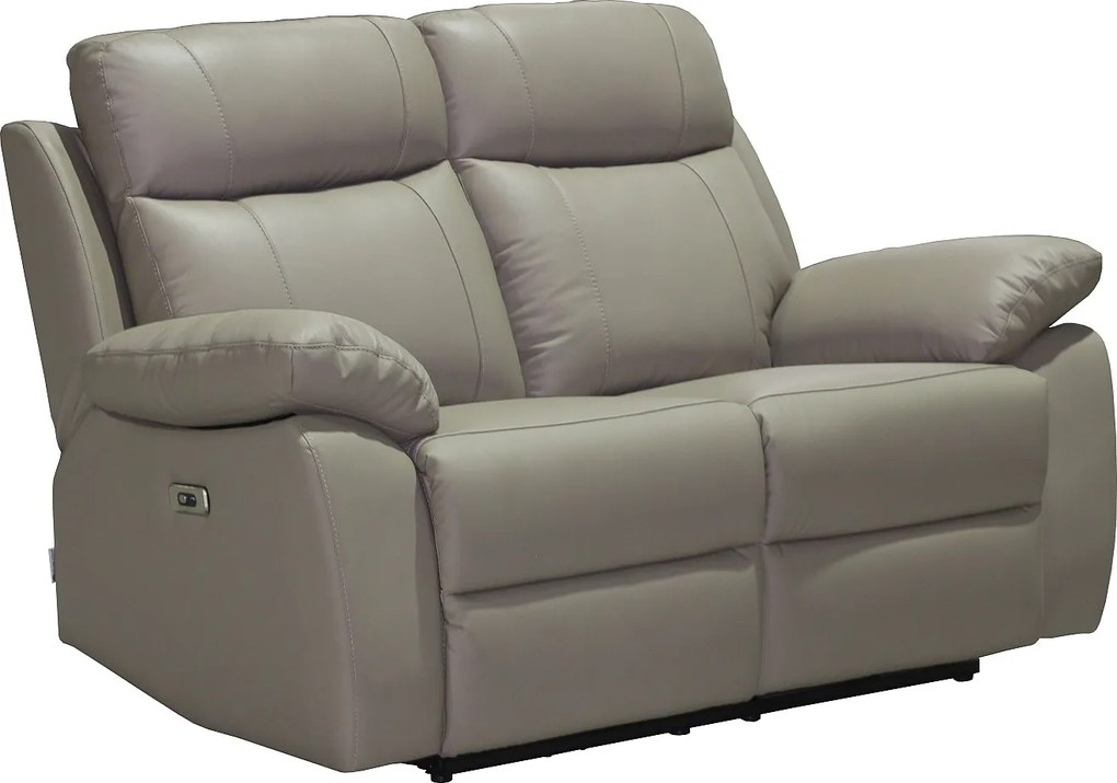 Kanapa 2-osobowa z elektryczną funkcją relaks ze skóry w kolorze taupe VIPINO