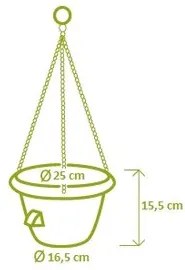 Plastia Donica samonawadniająca wisząca 25 cm, pomarańczowy, śred. 25 cm