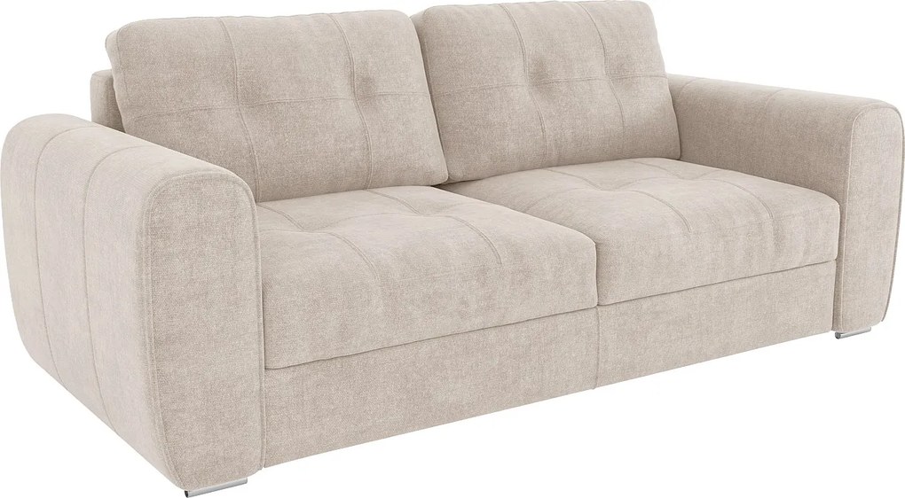 Kanapa 4-osobowa rozkładana typu express z beżowej tkaniny - Miejsce do spania 160 cm - Materac 18 cm - BOLIPO