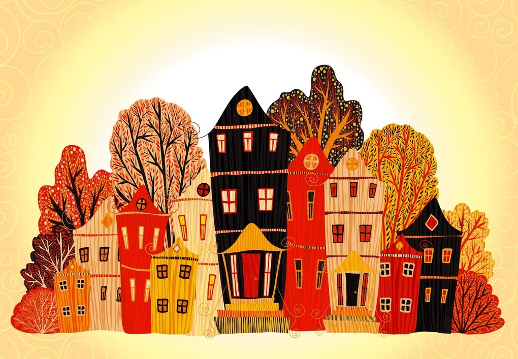 Fototapeta - Bajkowe domki (196x136 cm)