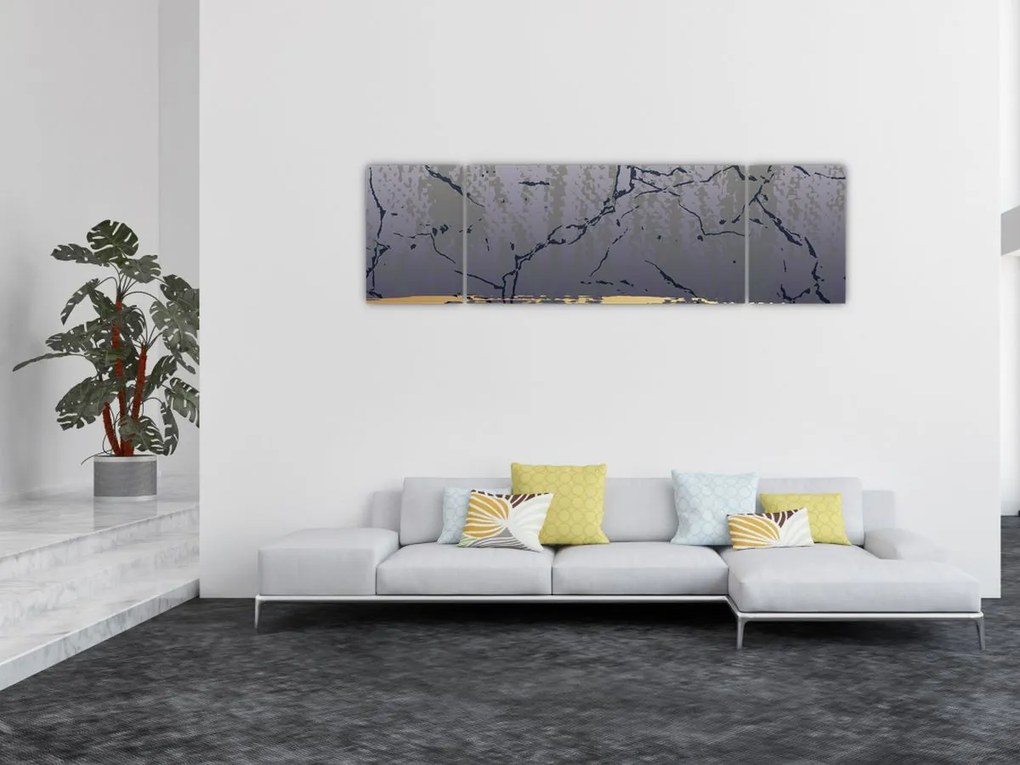 Obraz - Niebiesko-złota abstrakcja N⁰1 (170x50 cm)
