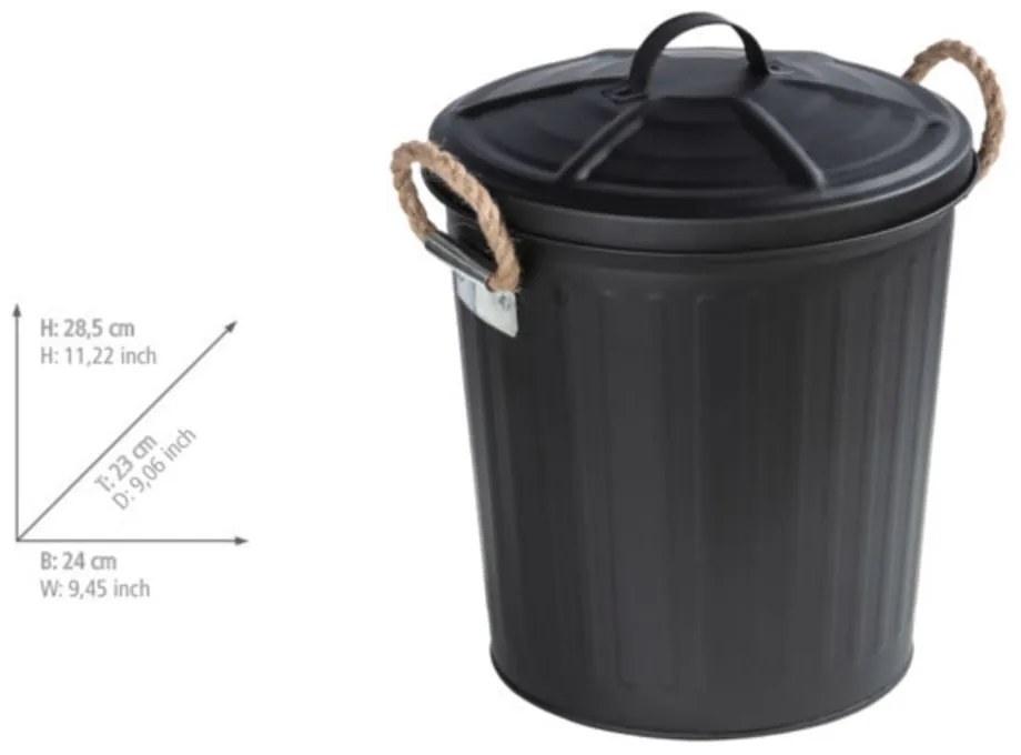 Czarny kosz Wenko Gara Matt, obj. 6 l