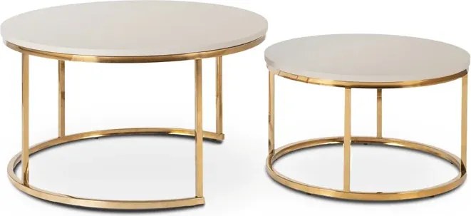 Zestaw Stolików Kawowych APULIA MAX 60 cm/80 cm Kaszmir/Złoty Glamour