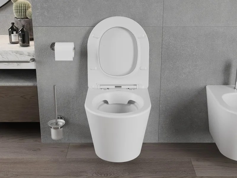 Mexen Rico miska wc Rimless z deską wolnoopadającą slim, duroplast, biała mat - 30724001