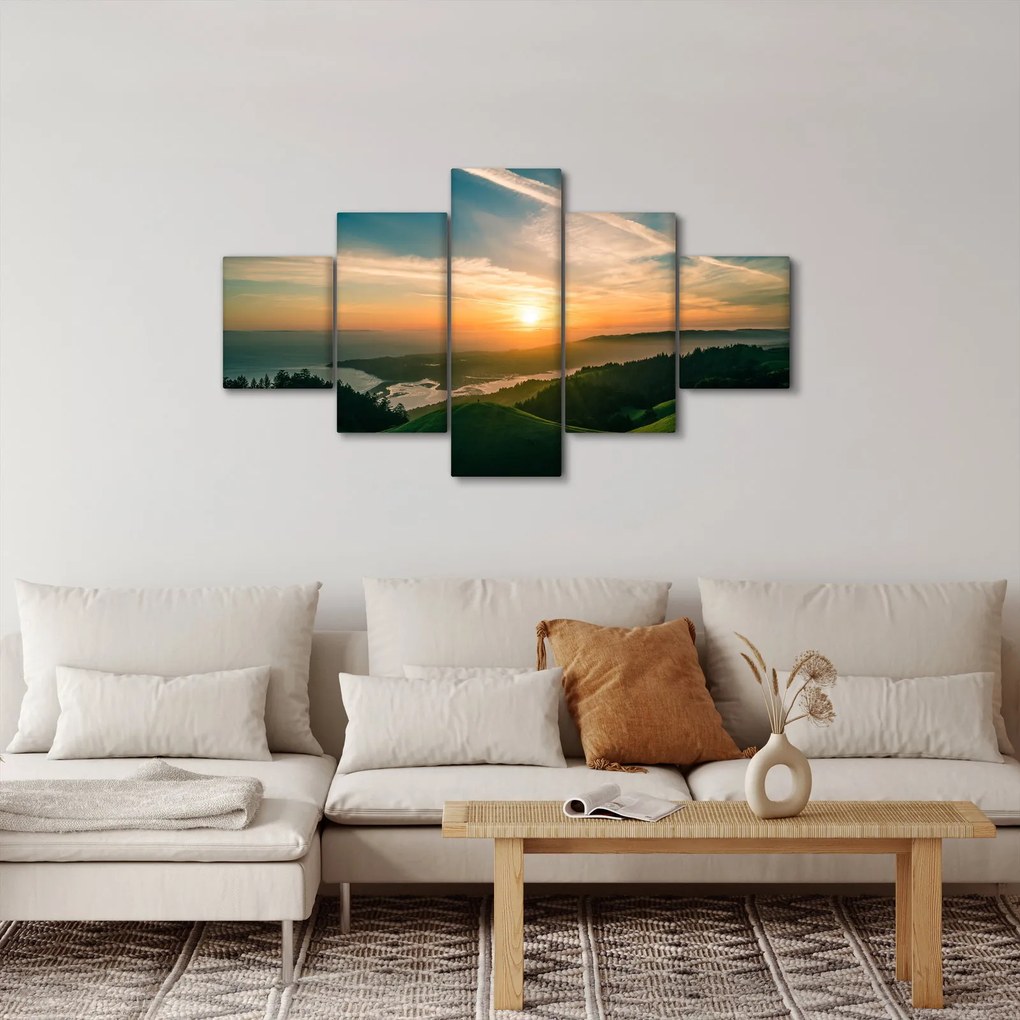 Obraz wschodu słońca nad morzem (125x70 cm)