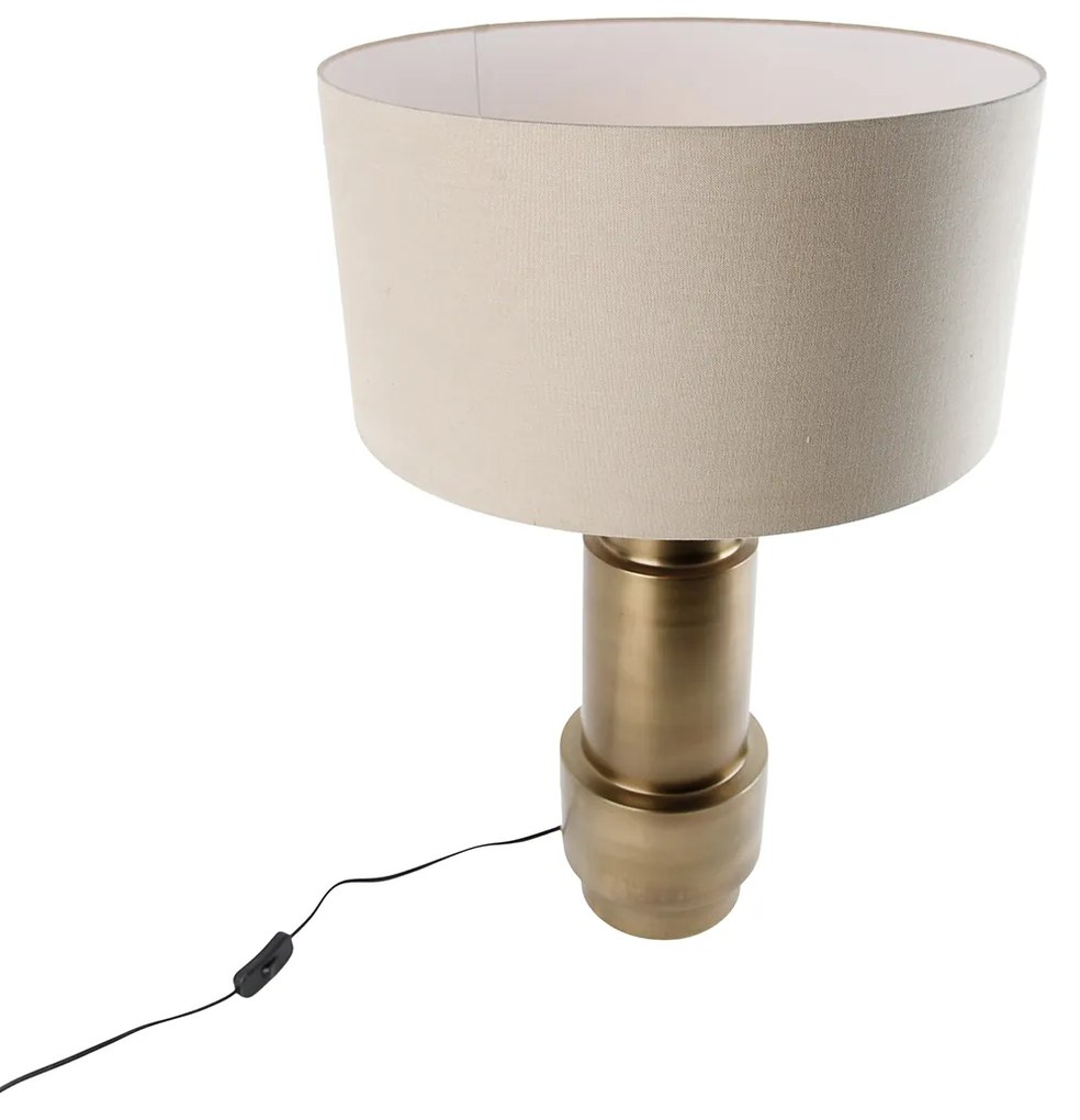 Lampa stołowa brązowy abażur z tkaniny jasnobrązowy 50 cm - Bruut ArtDeco Oswietlenie wewnetrzne