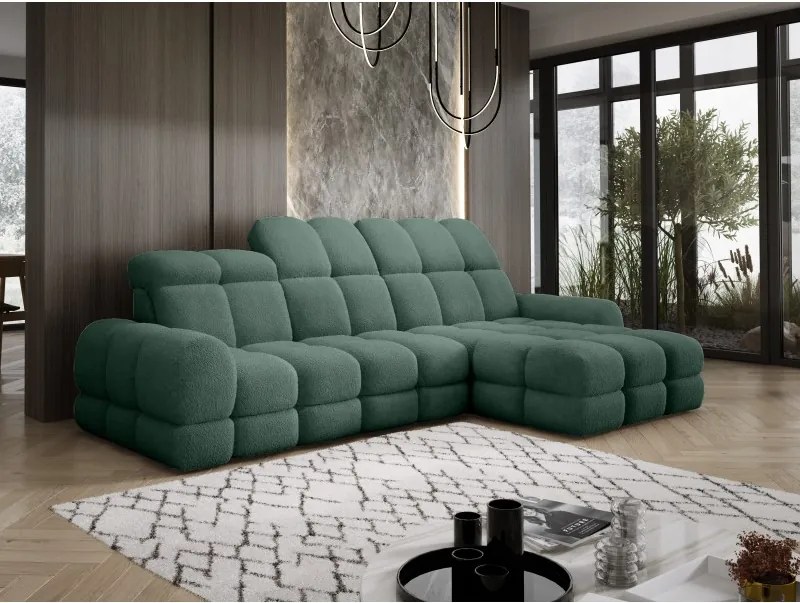 Narożnik TOLLO MINI S Prawostronny Elektryczna regulacja Bubble 12 kolor Jasny Zielony WERSAL