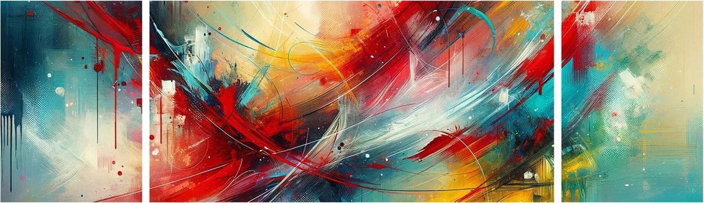 Obraz – Abstrakcja z czerwienią (170x50 cm)
