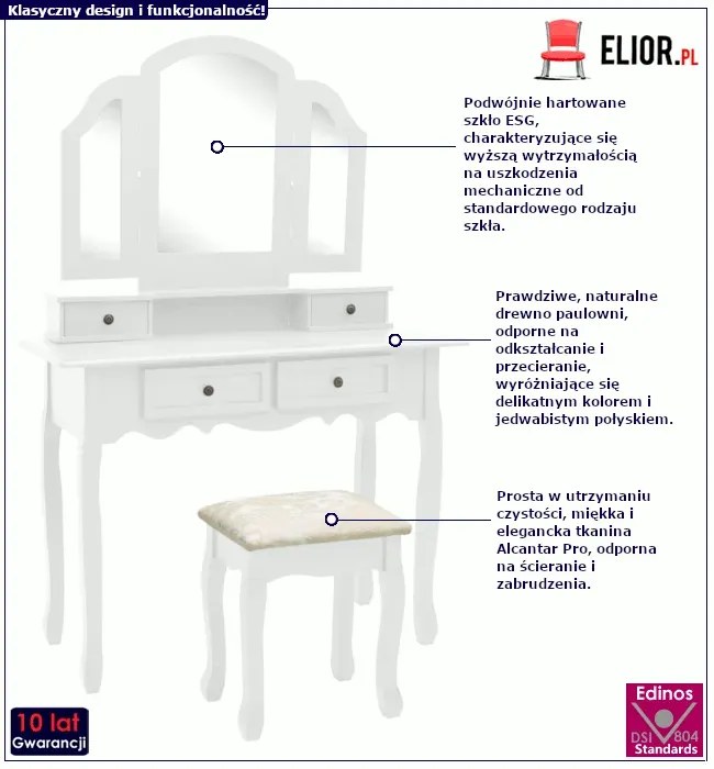 Biała toaletka ze stołkiem F7-F41