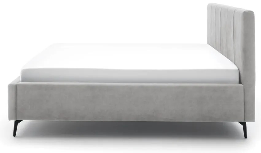 Jasnoszare tapicerowane łóżko dwuosobowe ze schowkiem i stelażem 180x200 cm Lizzano – Meise Möbel