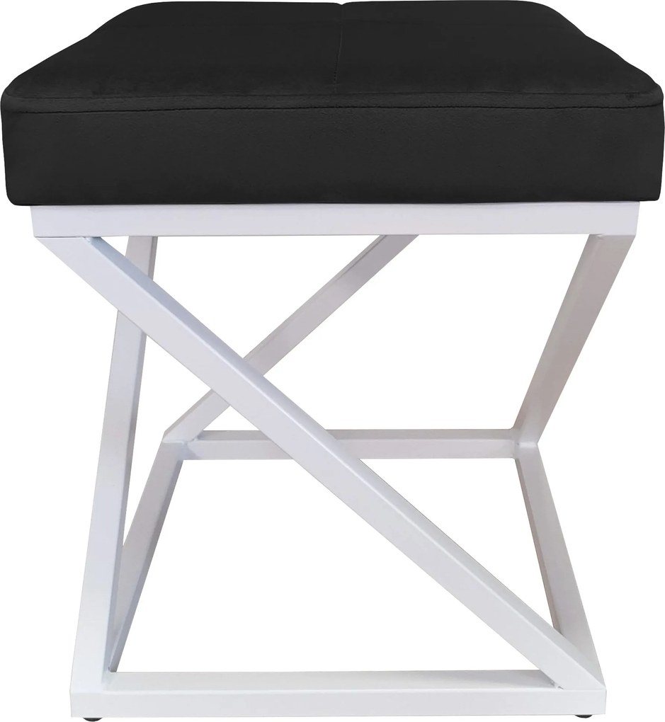 Pufa ZOA tkanina Welur loft ławka podnóżek metal : Kolor Stelaża - Biały, Kolor tkaniny - VELVET - MG19, Typ tkaniny - Velvet