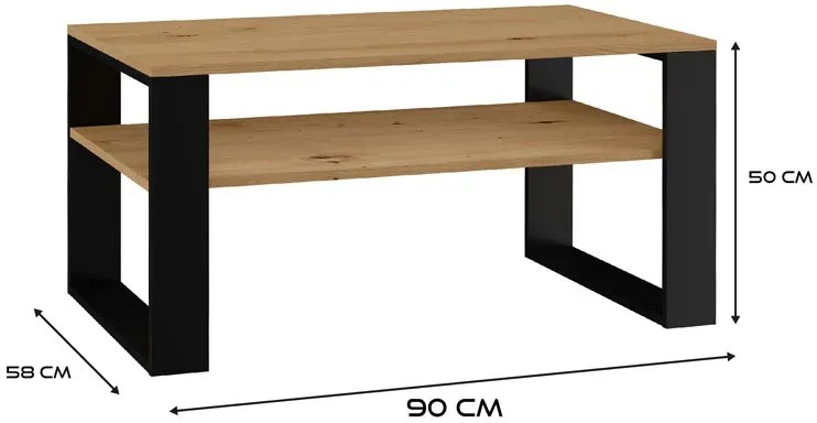 Ława Kawowa Czarny Do Narożnika Dąb Artisan + P4-B26
