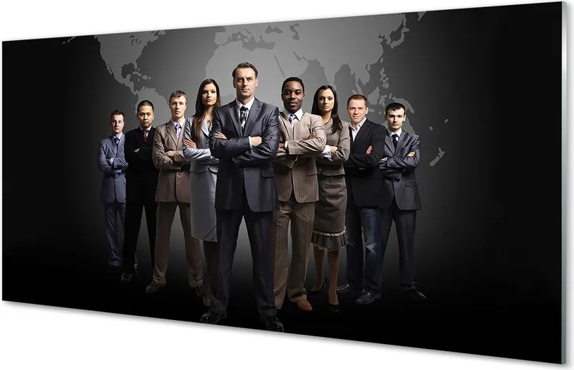 Szkło do Kuchni na Ścianę Mapa Świata z Sylwetkami Ludzi