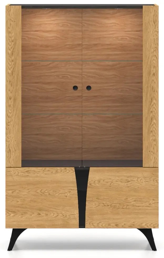 Witryna niska HESTIA 2W2D 95cm dąb/czarna ML MEBLE