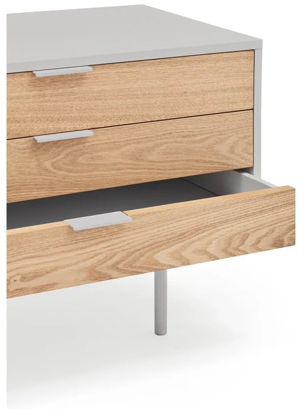 Szaro-naturalna szafka pod TV w dekorze dębu 180x52 cm Sierra – Teulat