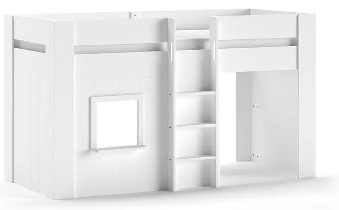 Białe podwyższone łóżko dziecięce z litego drewna sosnowego 90x200 cm RENO – Vipack