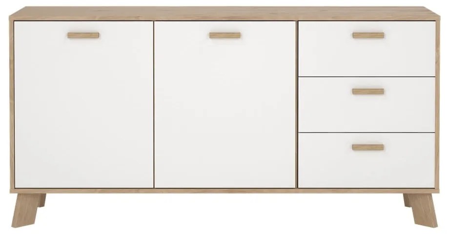Biało-naturalna komoda w dekorze dębu 147x73x39 cm Ikast – Tvilum