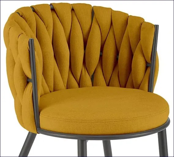 Musztardowe krzesło tapicerowane w stylu modern glam - Dibler