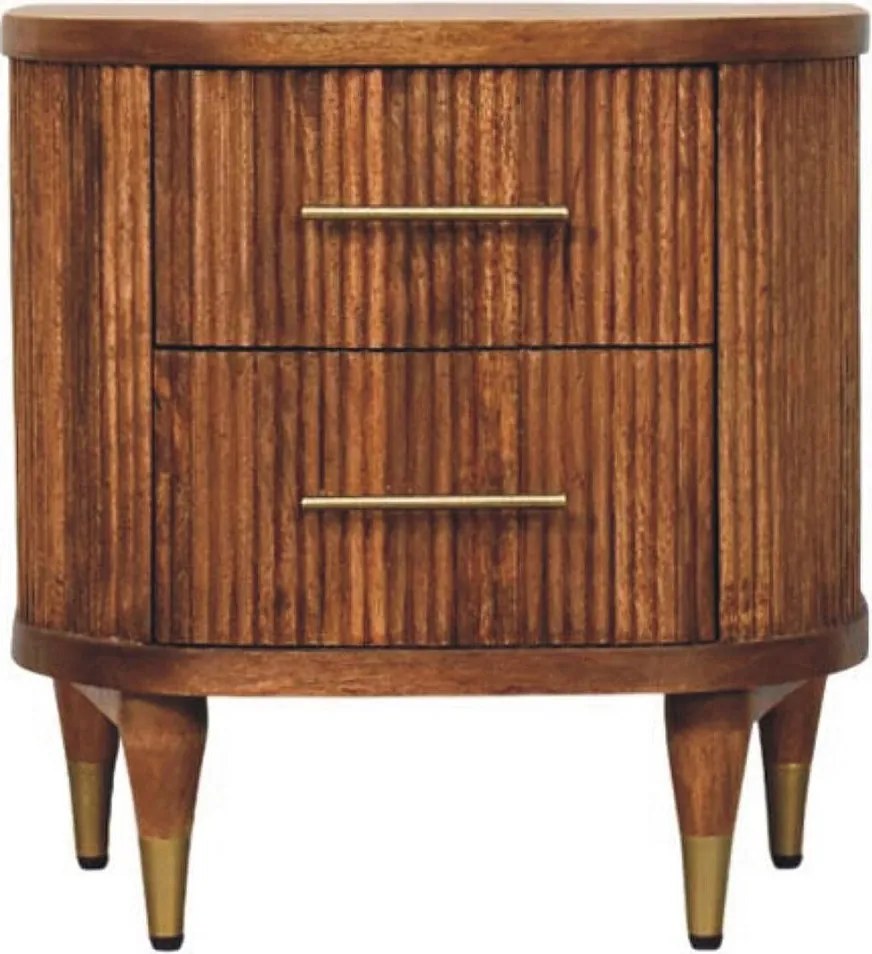 Artisan Furniture Lite drewno Szafka Nocna z Żłobieniami i Mosiężnymi Akcentami