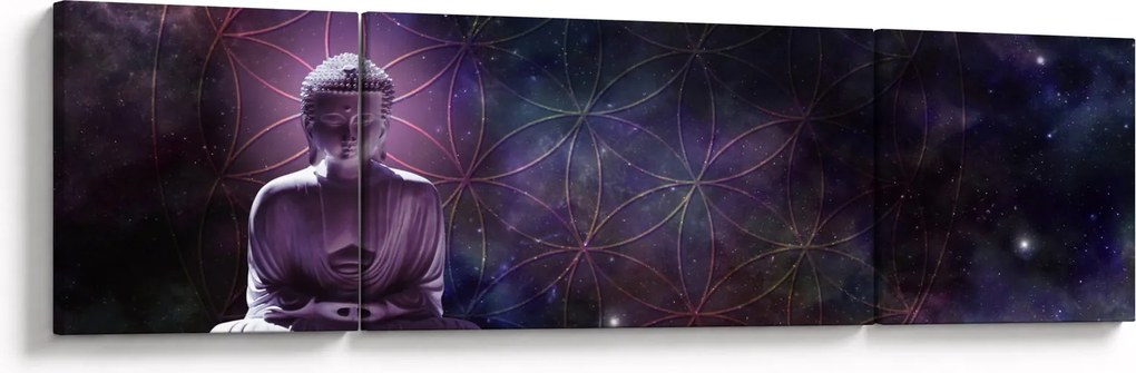 Obraz - Budda z kwiatami życia (170x50 cm)