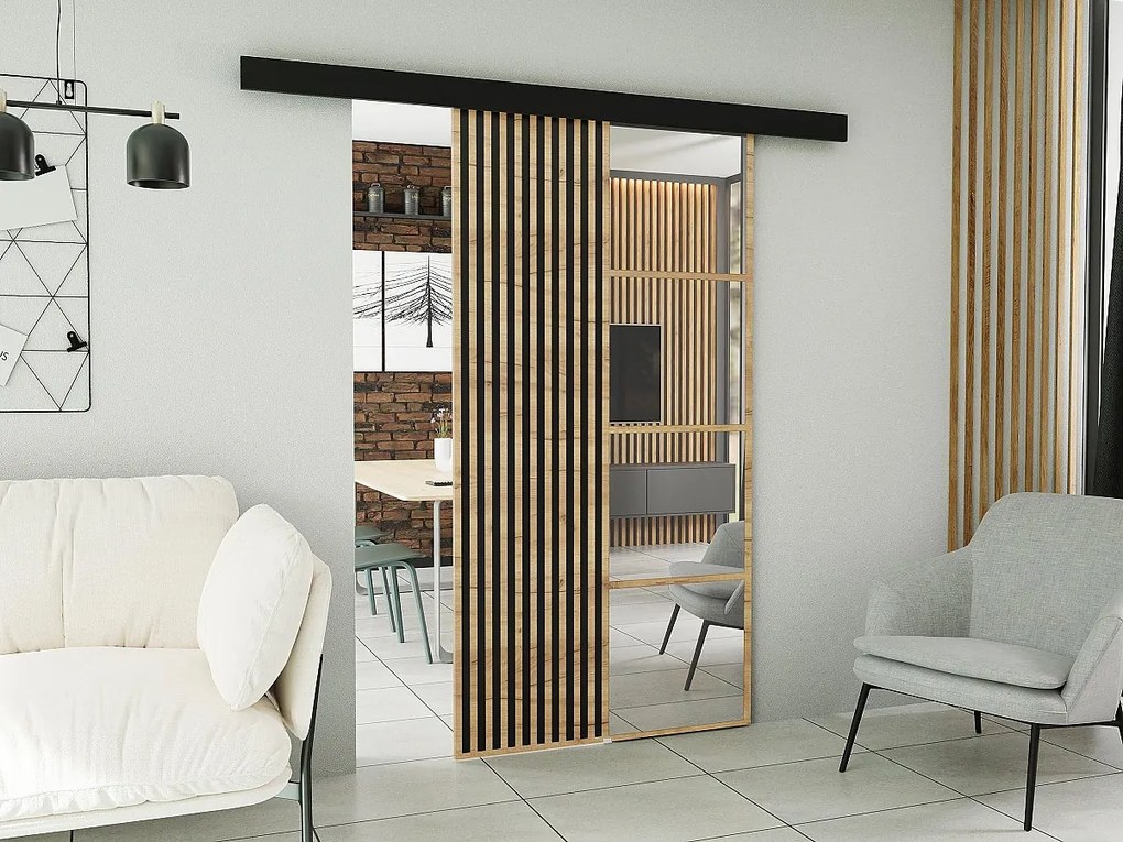 Drzwi przesuwne z maskownicą MOLI 100 dąb craft złoty