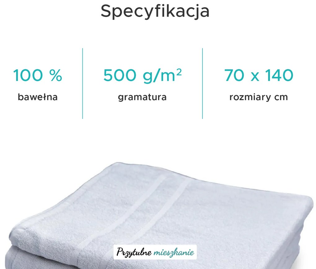Ręcznik kąpielowy hotelowy Royal 70x140 cm biały, 100% bawełna