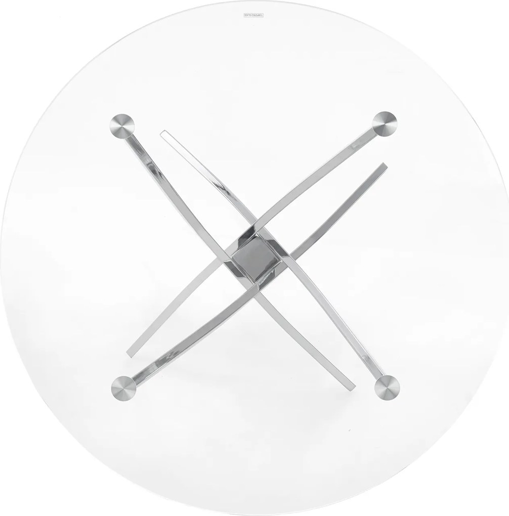 Szklany stół Raymond na srebrnych nogach