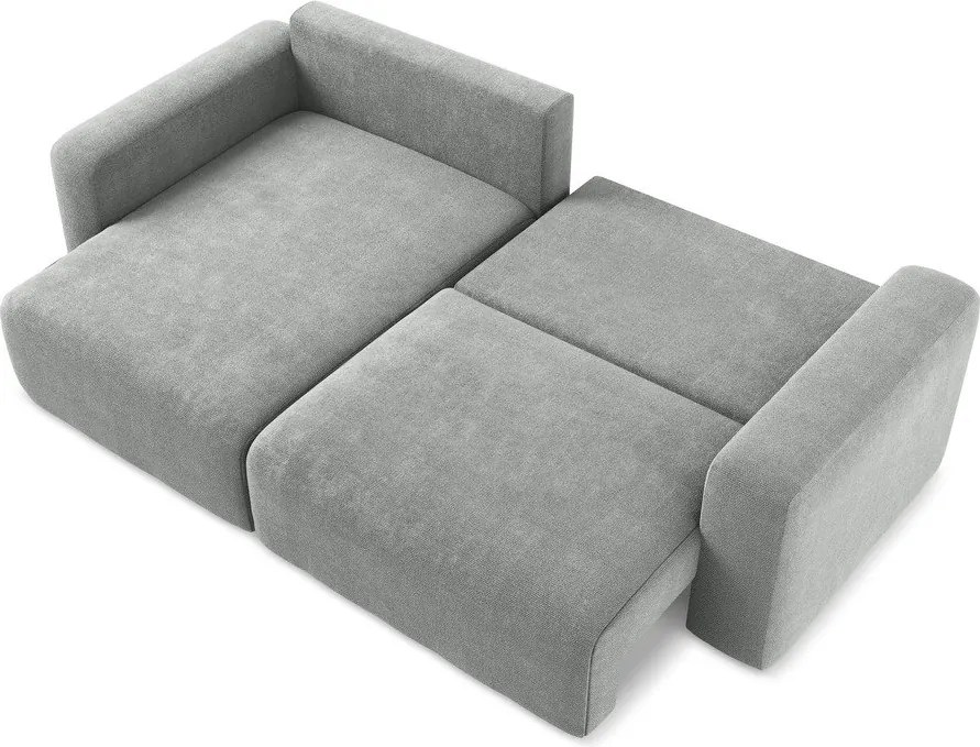Szary rozkładany/ze schowkiem narożnik z tkaniny szenilowej (lewostronny/z szezlongiem) Kona – Makamii